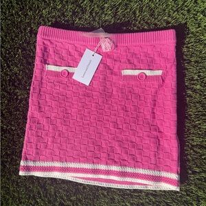 Lovers + Friends Hot Pink Knit Mini Skirt with White Trim size M - NWT